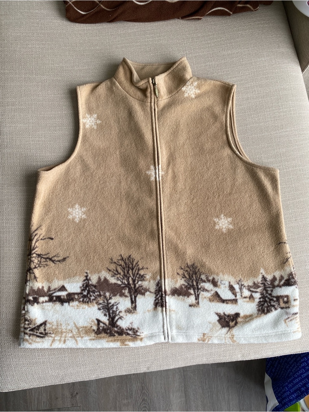 Northern Reflections Vintage Brown and White Fleece Vest Extra Large - Picture 4 of 11